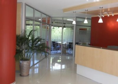 Reception desk with meeting rooms